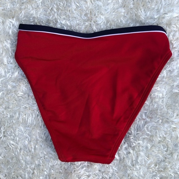 TYR Guard Red Bikini Bottoms with Blue & White Waistband Size XS - Picture 2 of 4